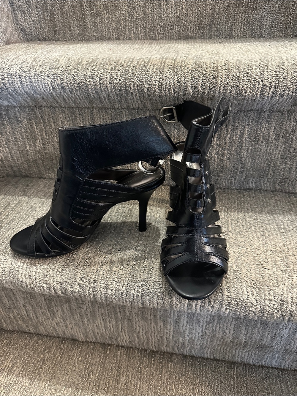 Harley-Davidson Black Strappy Stiletto Ankle Boots